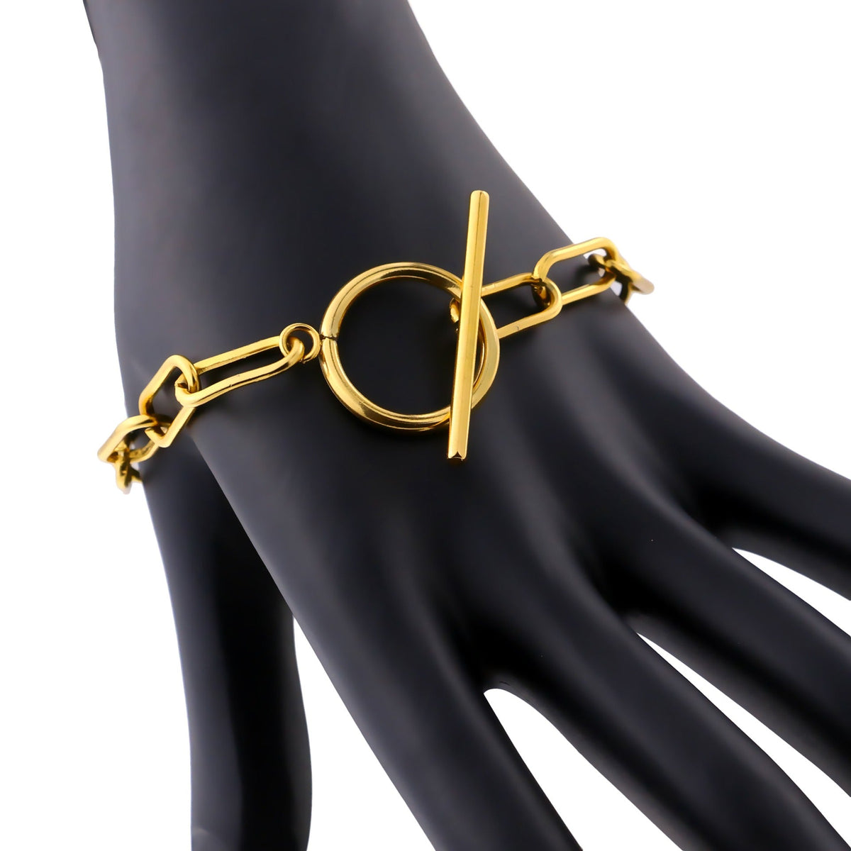 Millie – Pulsera T-Bar con eslabones rectangulares dorados