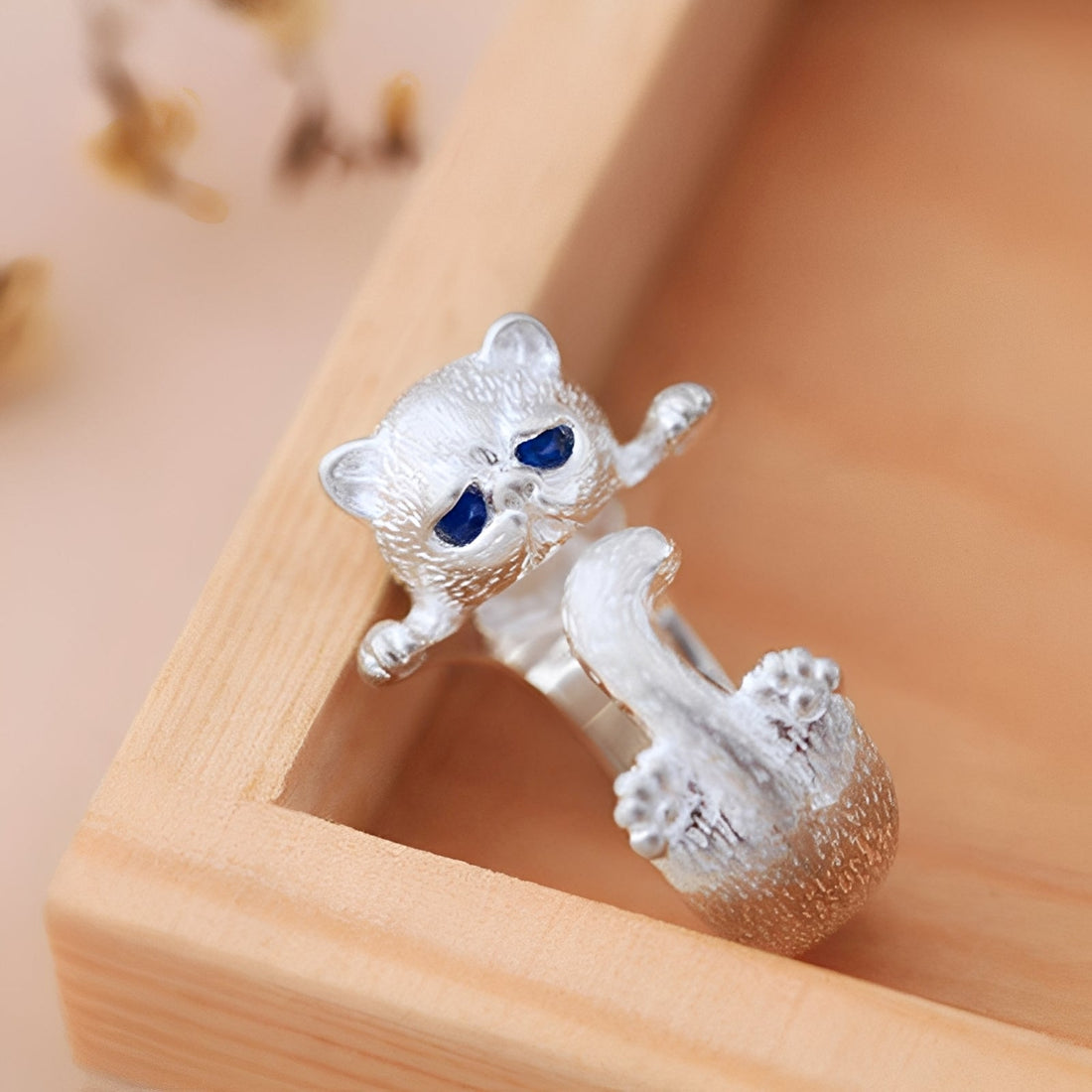 Louna – Anillo de gato delgado de plata de 925