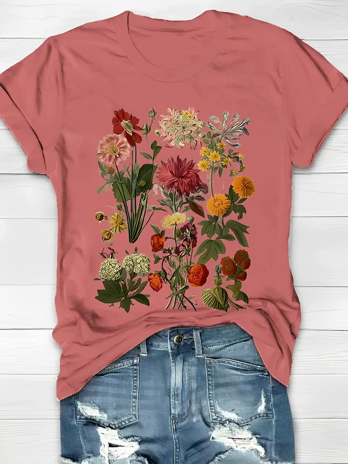 Annalise - Elegante camiseta con estampado floral para damas