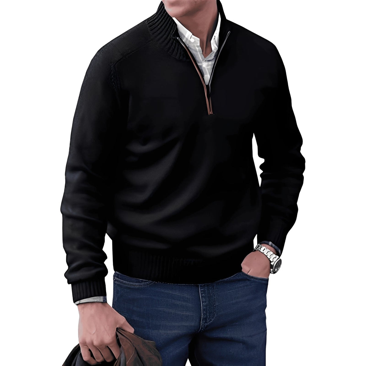 Kian - Moderno suéter de hombre con práctica cremallera