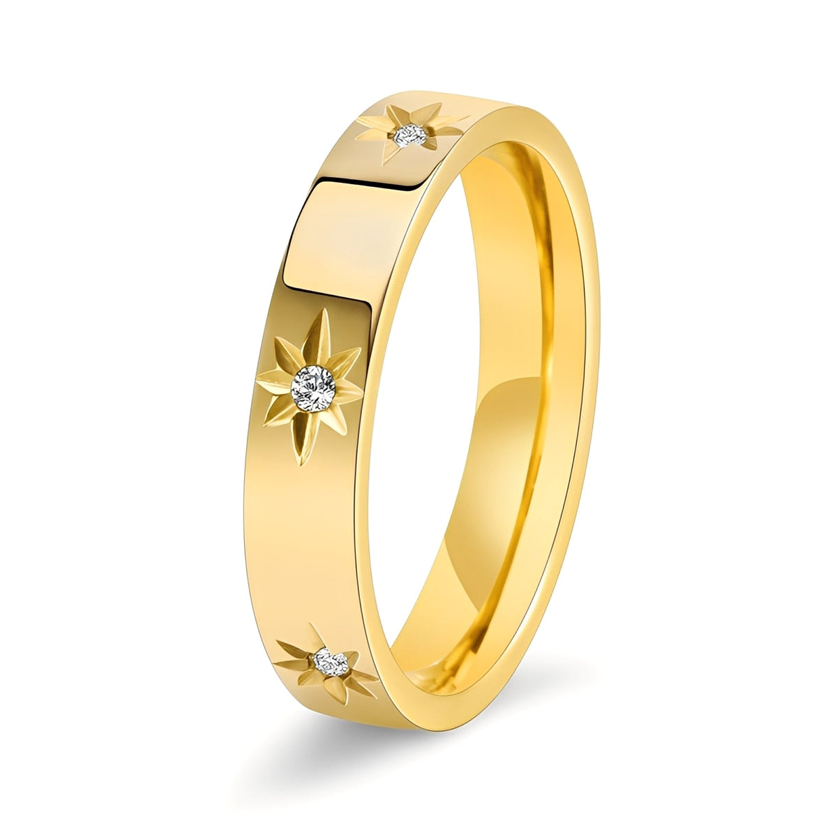 Nova – Anillo dorado con estrellas luminosas
