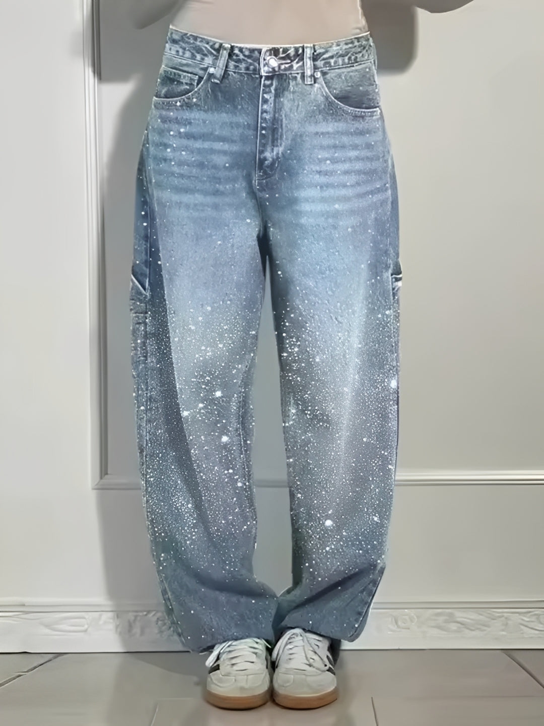 Sami - Jeans de Pierna Ancha con Brillos