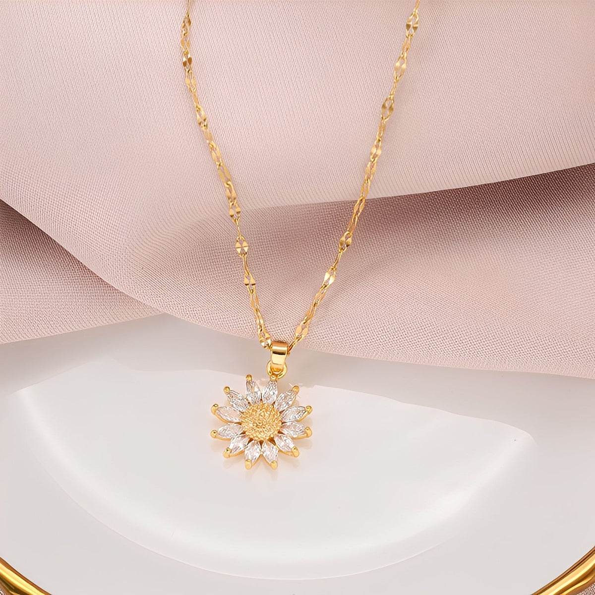 Manon – Collar girasol resplandeciente en dorado