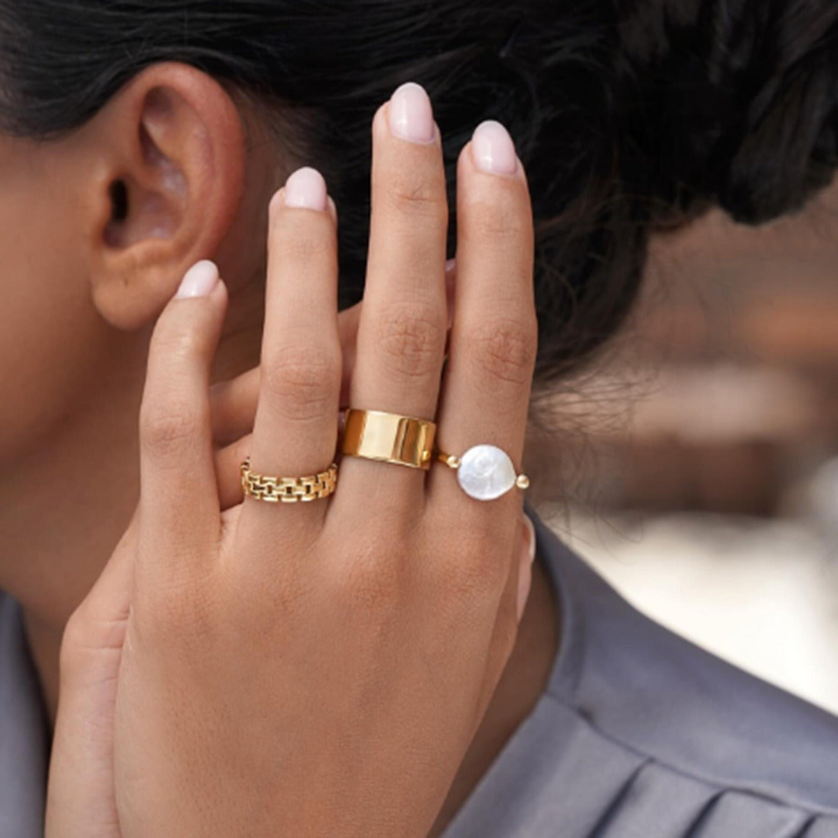 Sabby – Anillo reversible con perla barroca