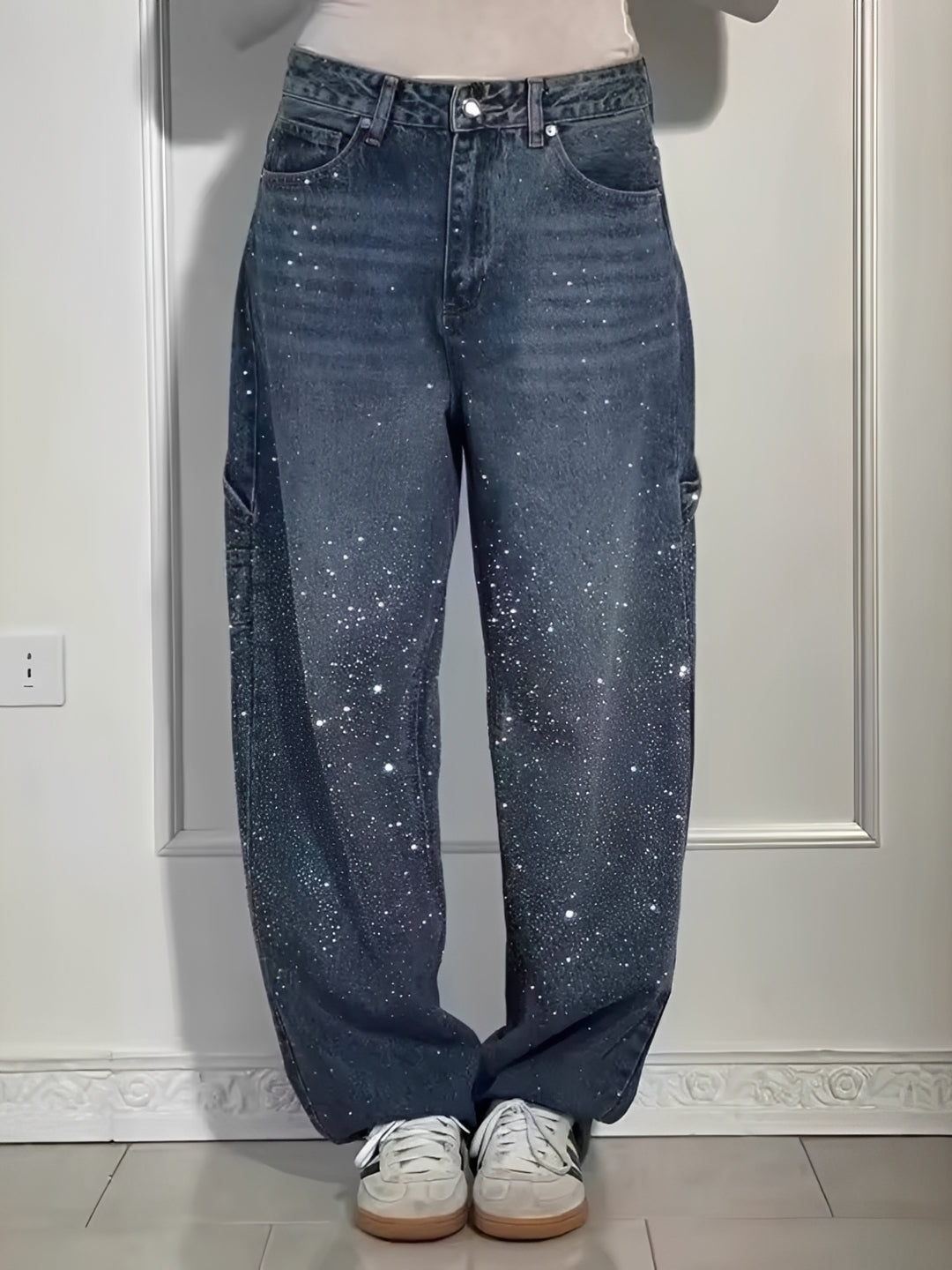 Sami - Jeans de Pierna Ancha con Brillos