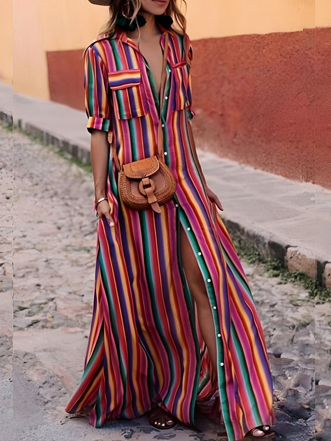 Samara - Vestido Maxi a Rayas Elegante