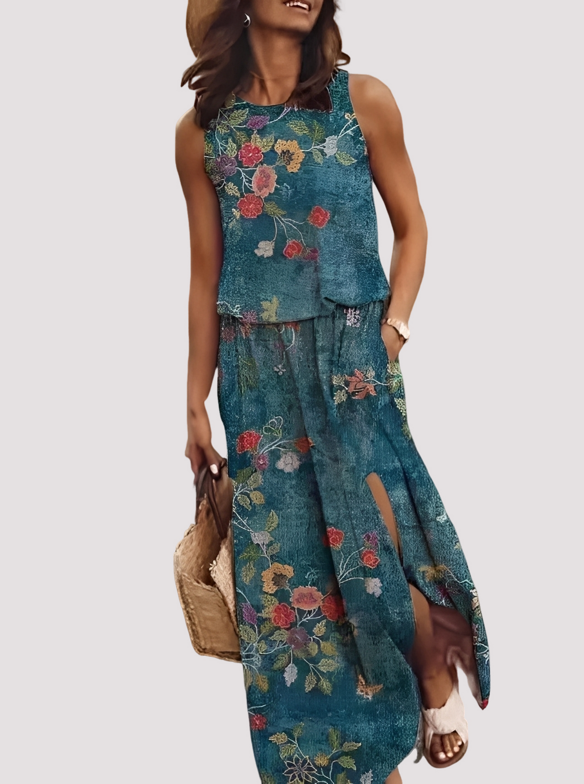 Halle - Elegante vestido maxi sin mangas para damas