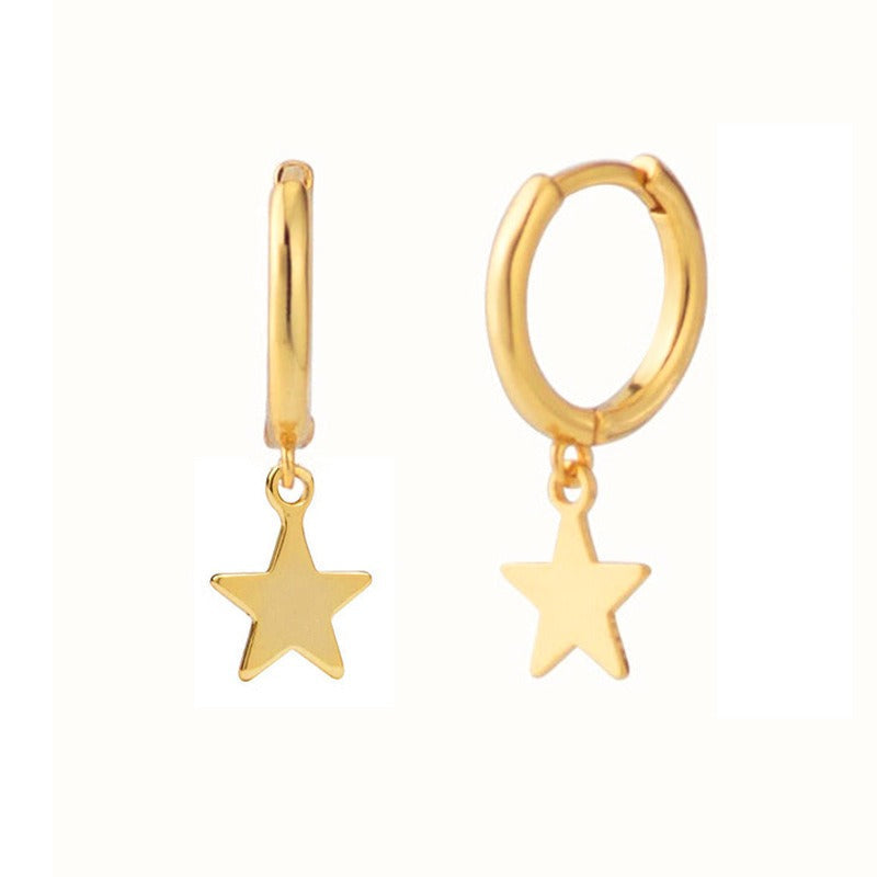 Stellia – Pendientes en forma de estrella con cinco puntas en tono dorado