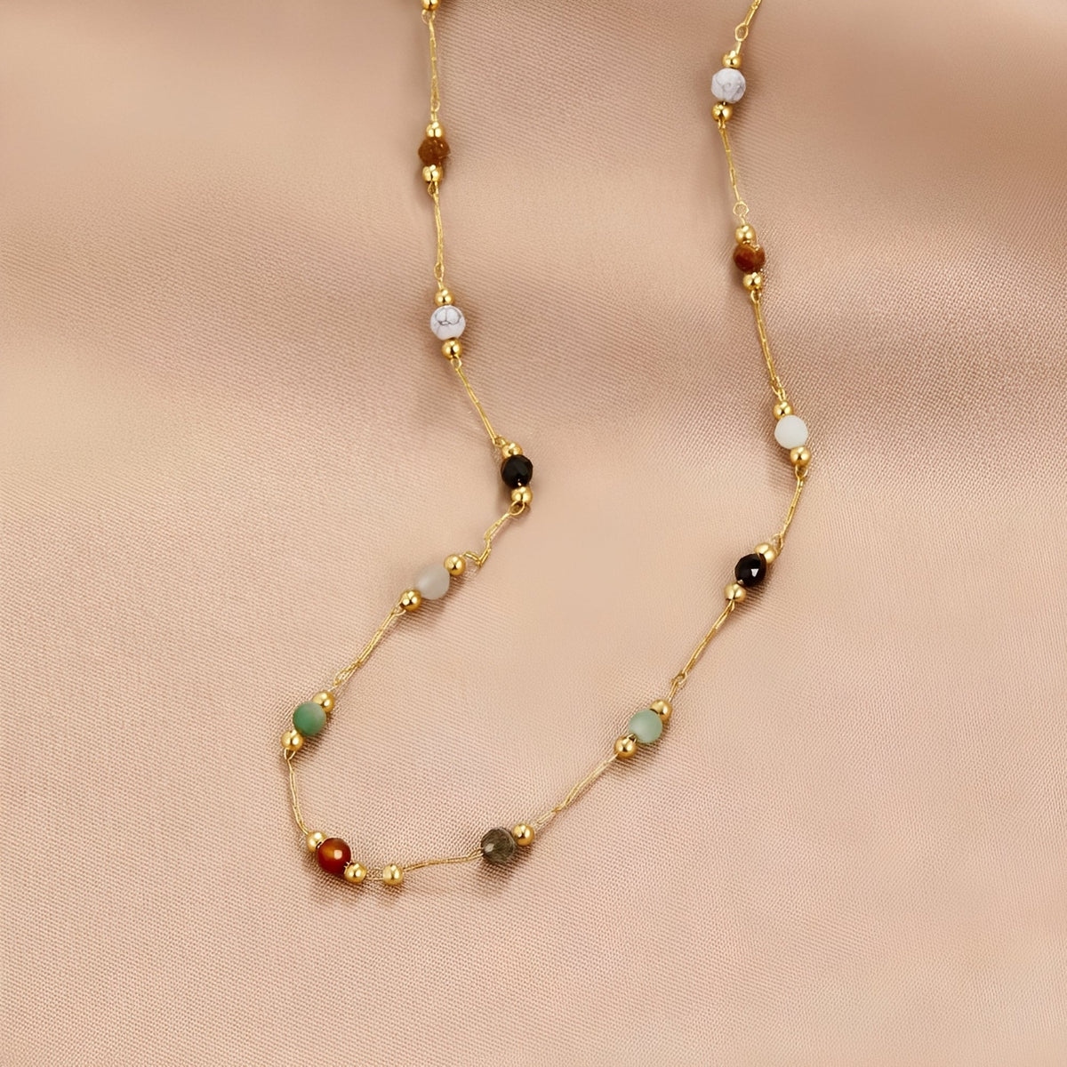 Malou – Collar de eslabones multicolores con perlas