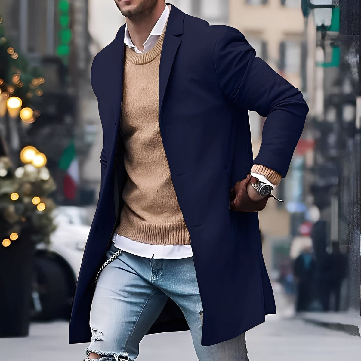 Landen - Trench elegante con cuello reverso para hombres