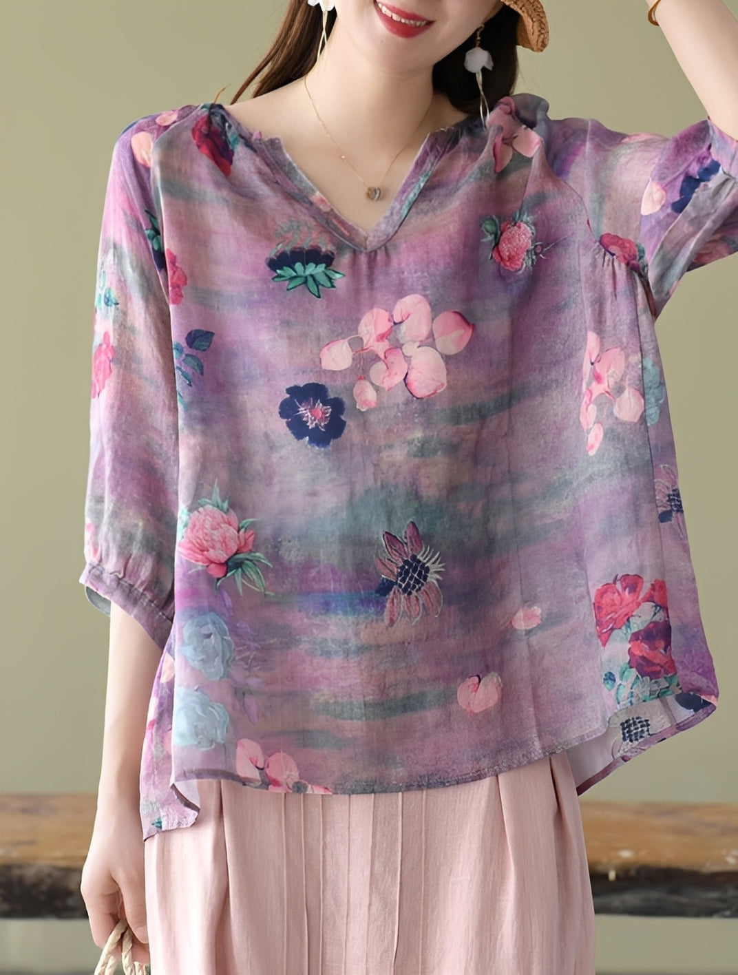 Nancy - Elegantes blusas holgadas con estampado para damas