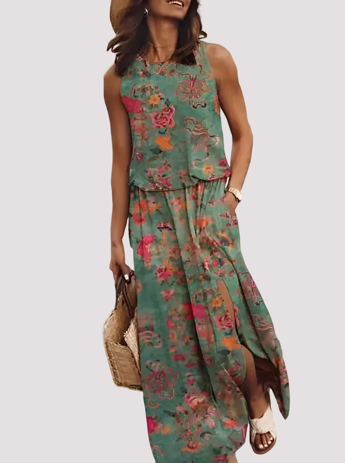 Halle - Elegante vestido maxi sin mangas para damas