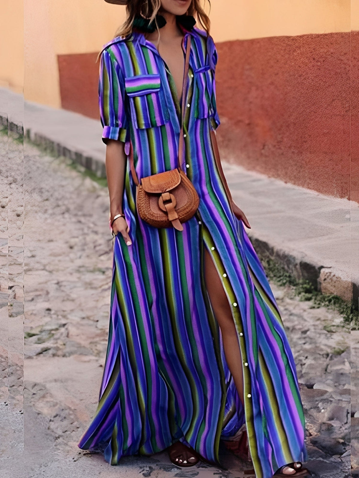 Samara - Vestido Maxi a Rayas Elegante
