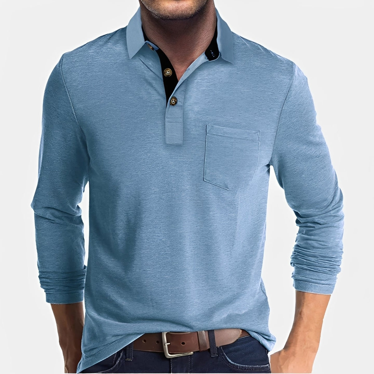Hardy - Camisa Polo de Manga Larga Casual