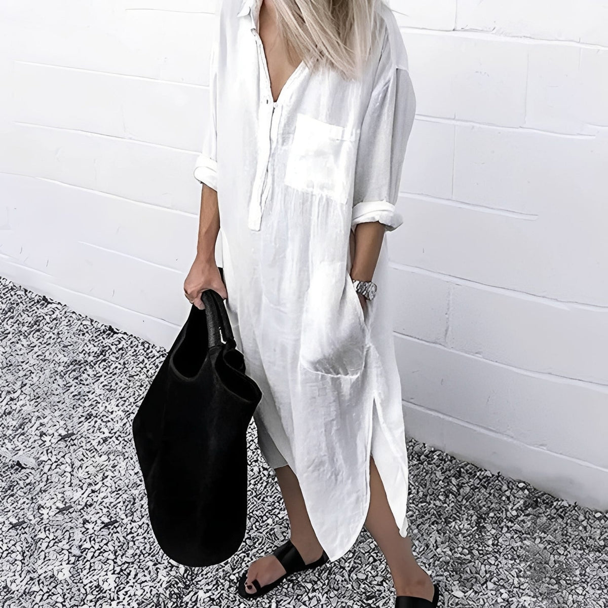 Susan - Vestido Casual Suelto con Abertura