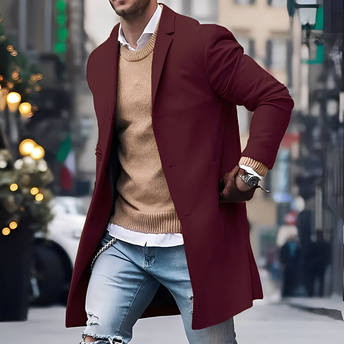 Landen - Trench elegante con cuello reverso para hombres