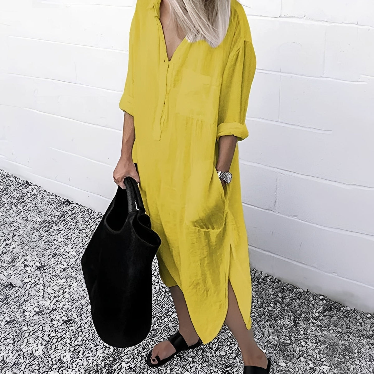 Susan - Vestido Casual Suelto con Abertura