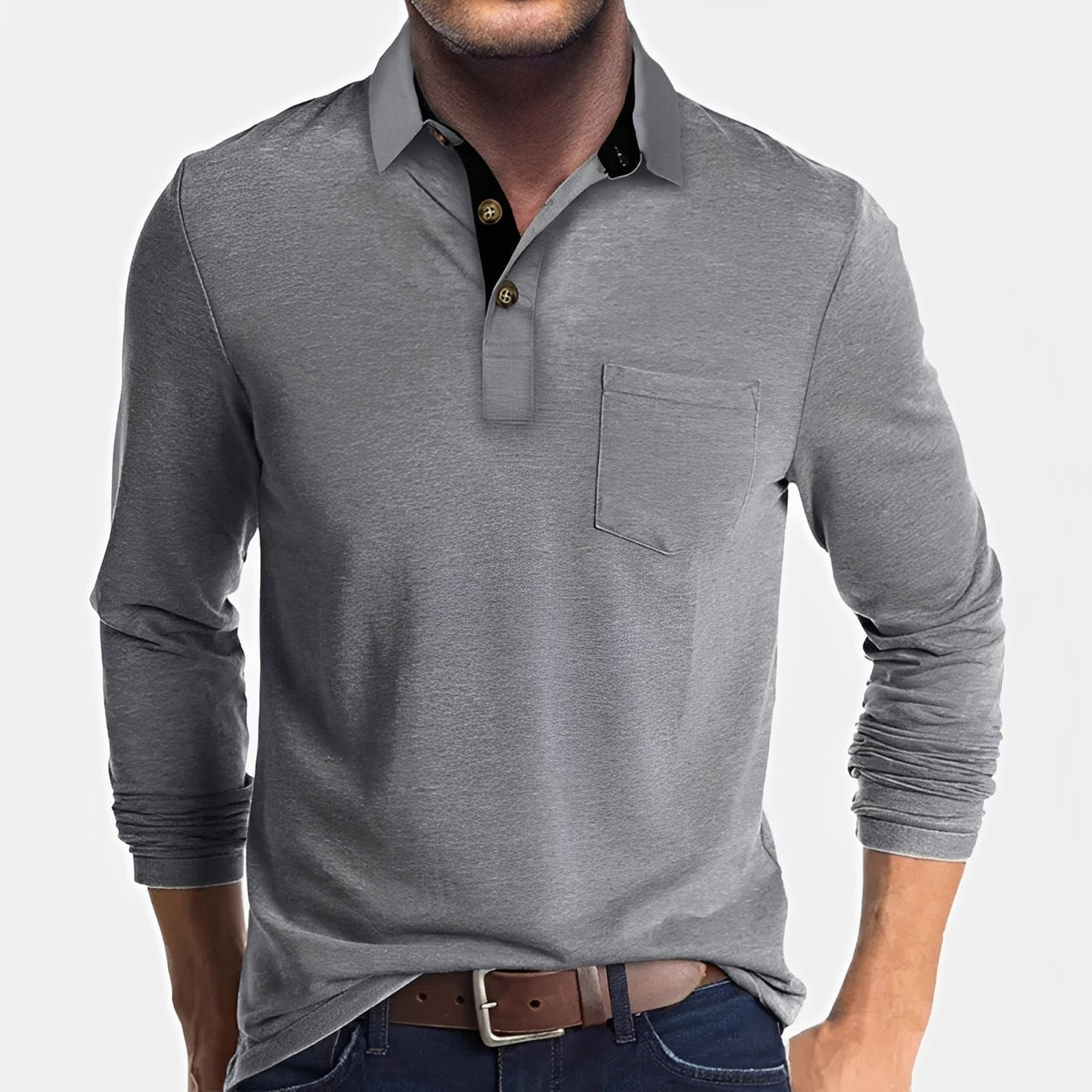 Hardy - Camisa Polo de Manga Larga Casual