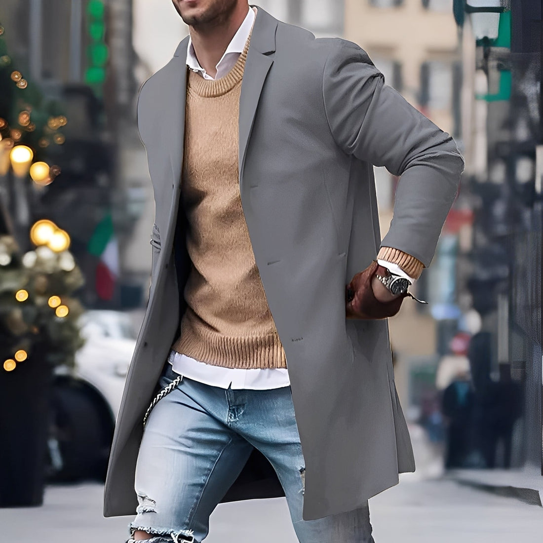 Landen - Trench elegante con cuello reverso para hombres