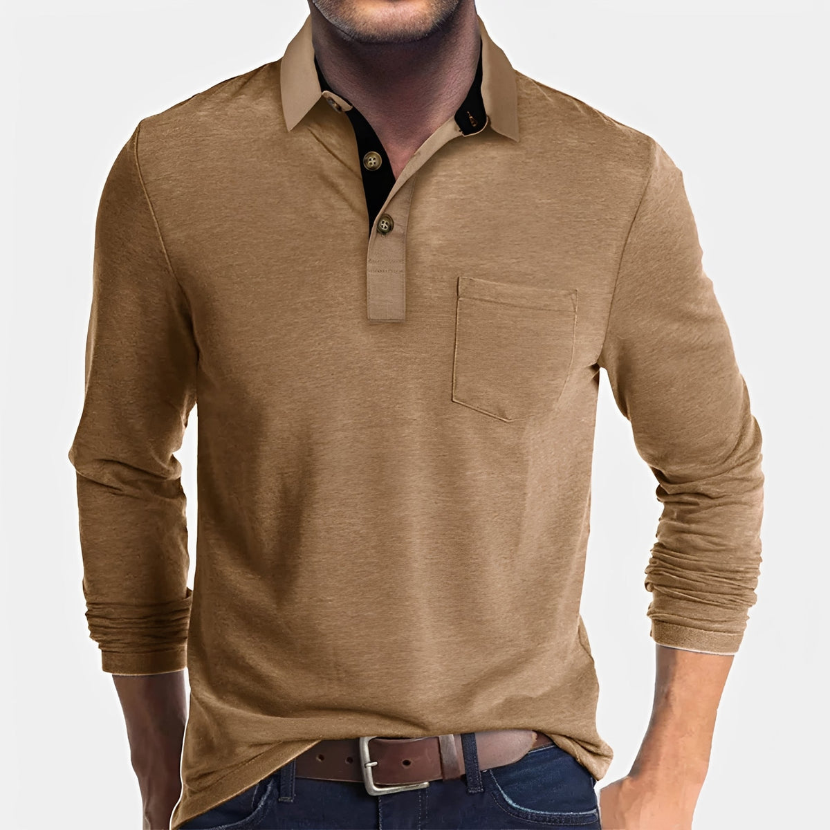 Hardy - Camisa Polo de Manga Larga Casual