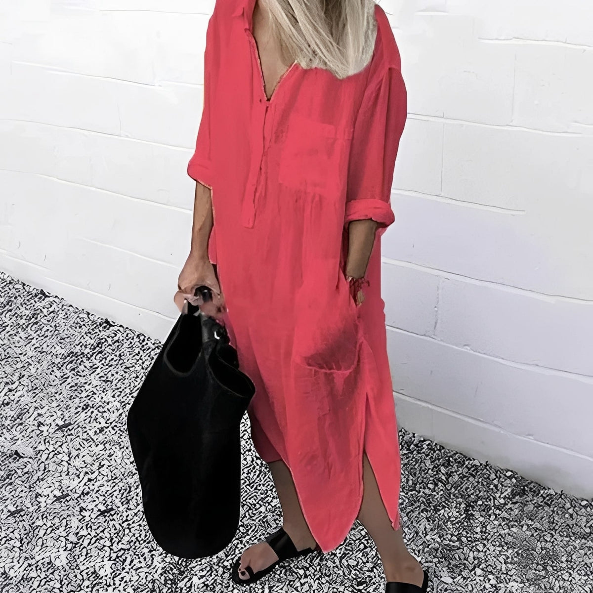 Susan - Vestido Casual Suelto con Abertura