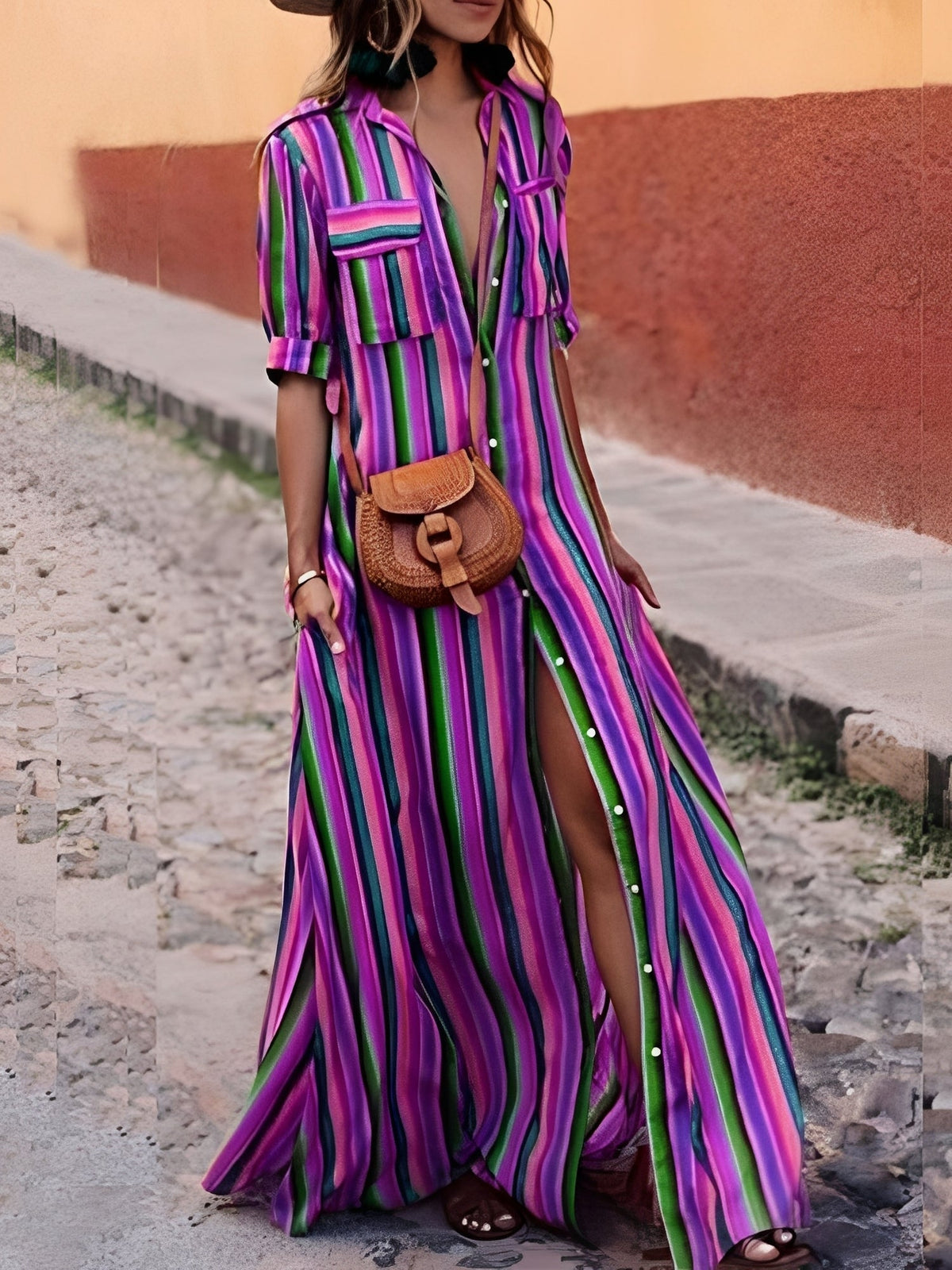 Samara - Vestido Maxi a Rayas Elegante