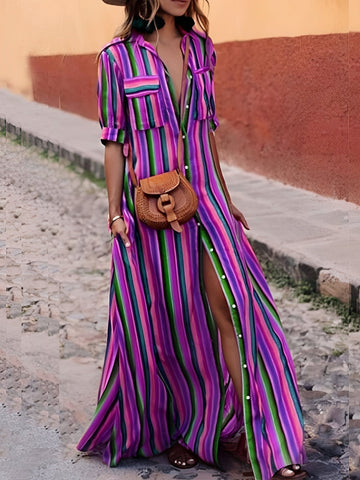 Samara - Vestido Maxi a Rayas Elegante
