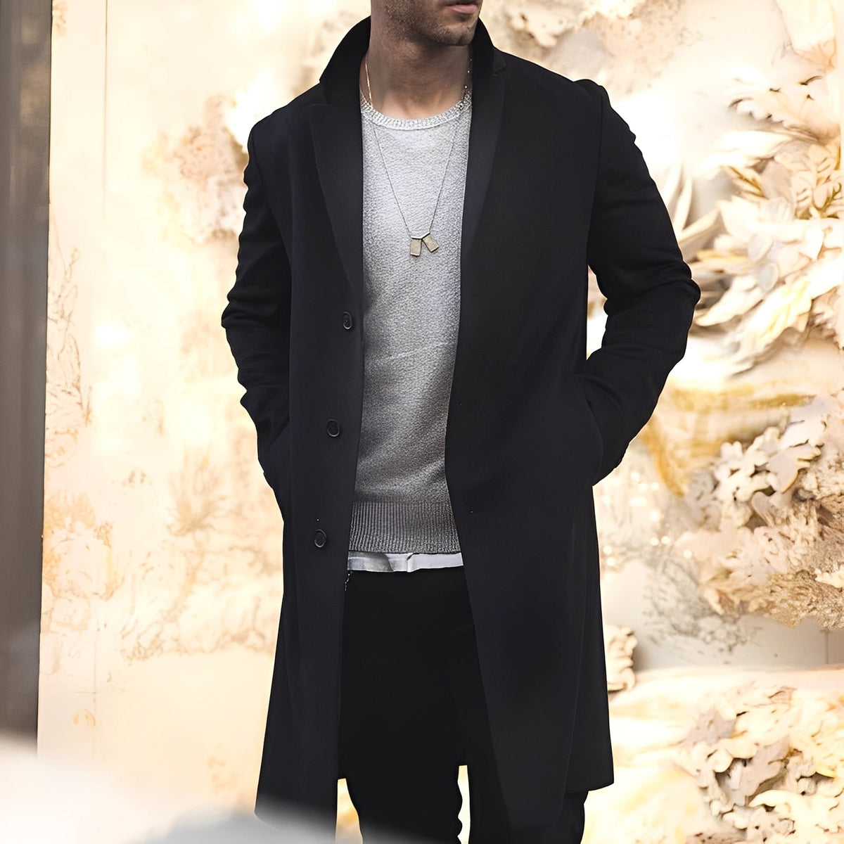 Landen - Trench elegante con cuello reverso para hombres