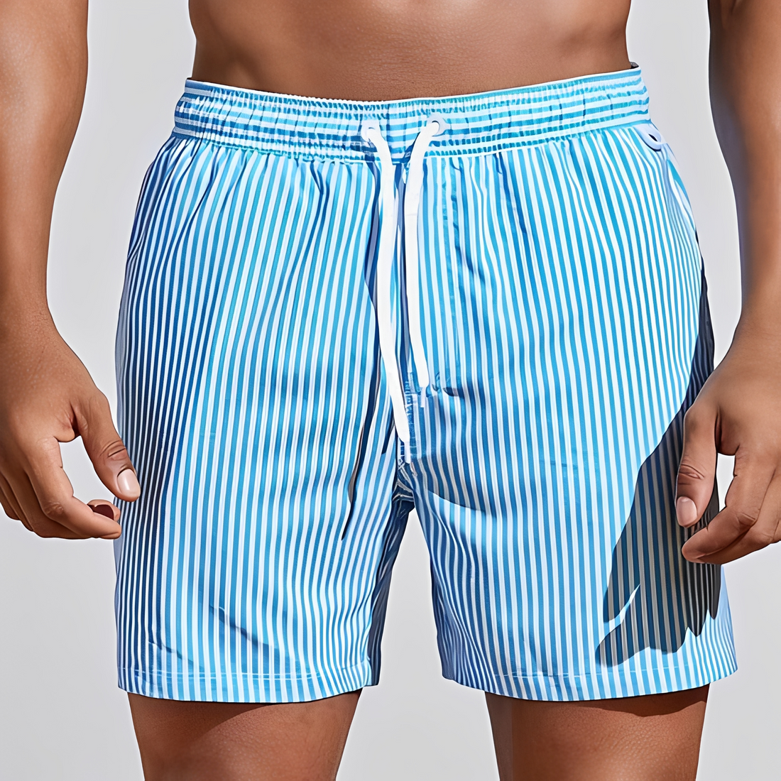 Jando - Pantalones cortos de verano con rayas de corte amplio para hombres