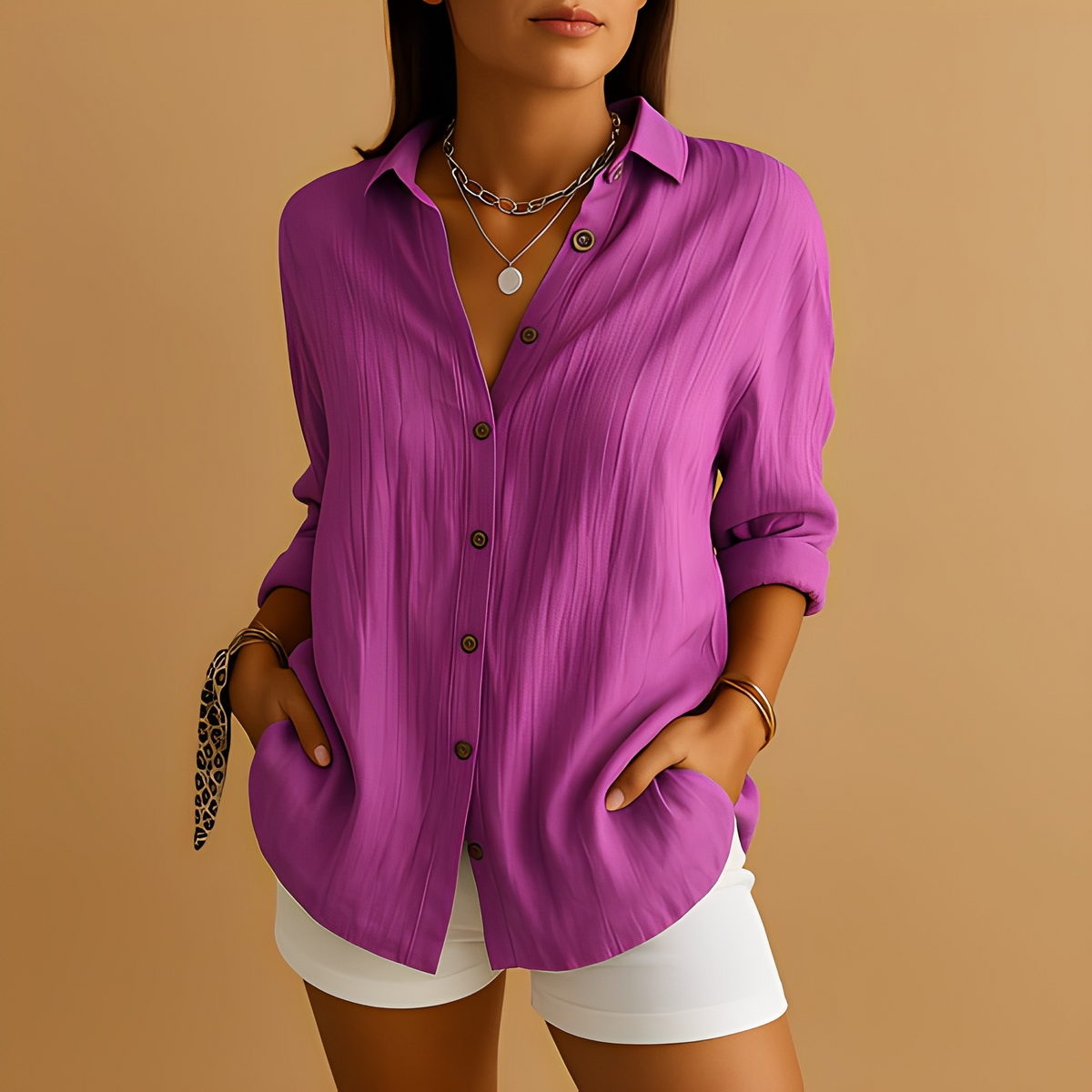Aldina - Blusa casual de manga larga para mujer