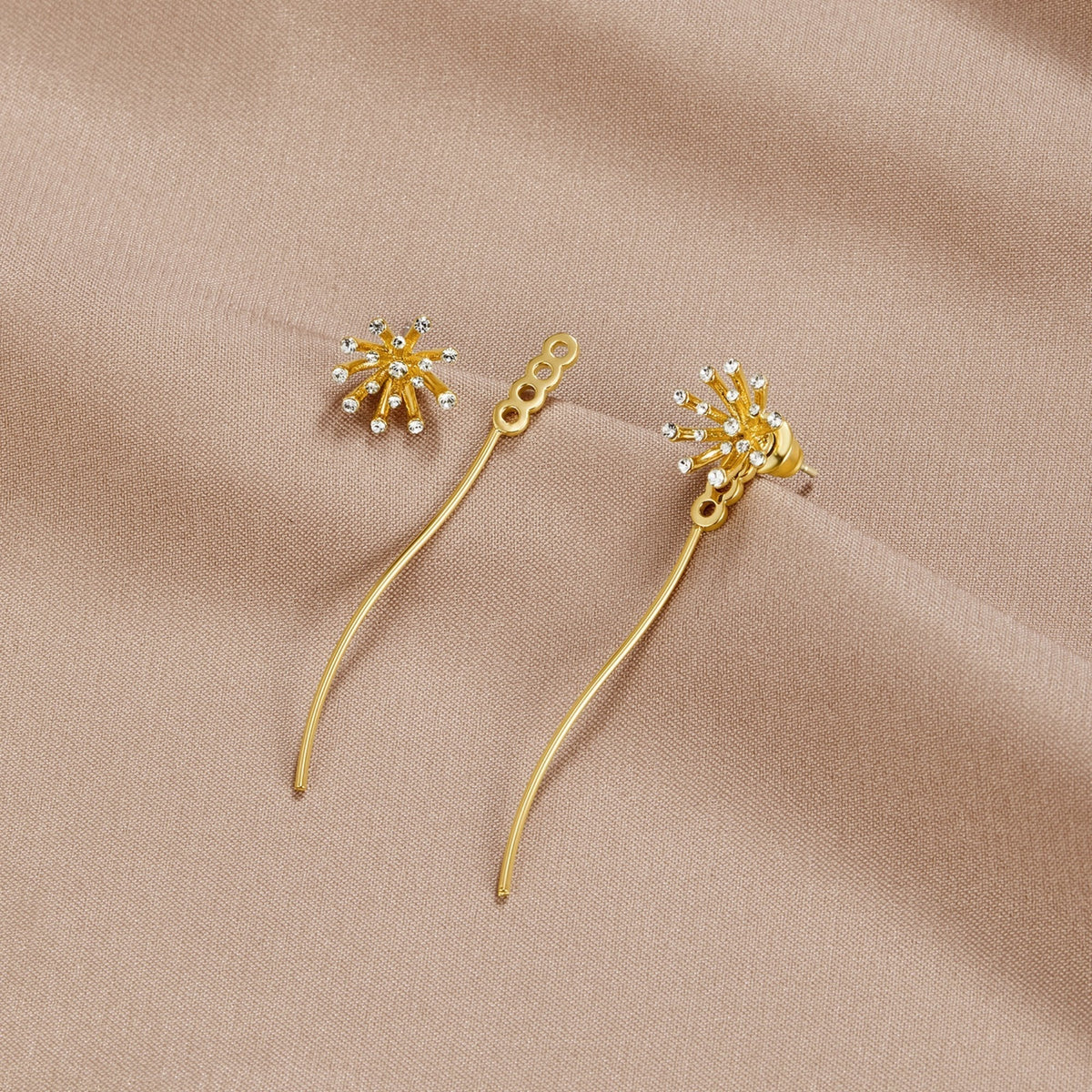 Desea algo Pendientes de diente de león en oro de 18K
