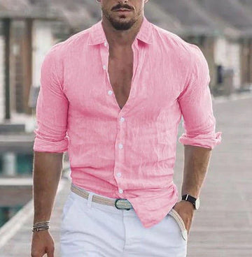 Camisa de manga larga para hombre - Corte entallado para verano y ocasiones informales