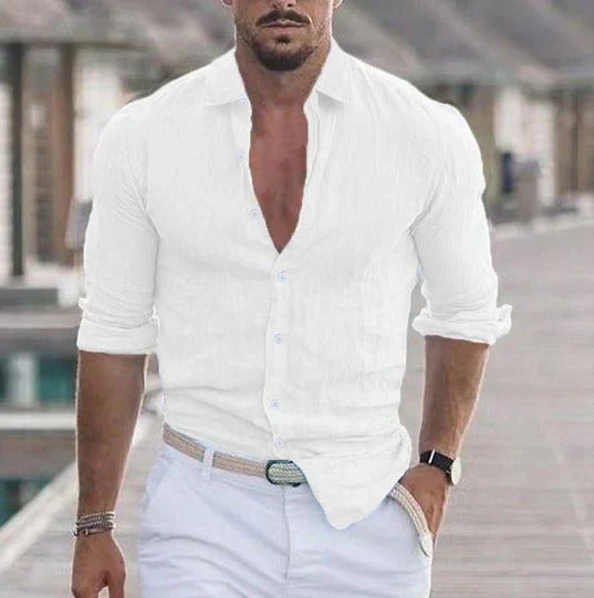 Camisa de manga larga para hombre - Corte entallado para verano y ocasiones informales