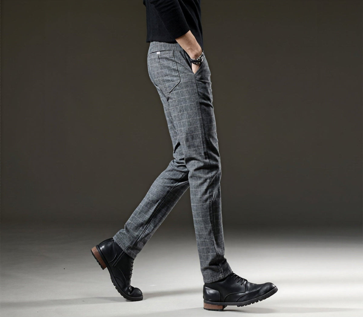 Alexander - Pantalones de tela con patrón de cuadros