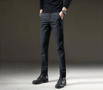 Alexander - Pantalones de tela con patrón de cuadros