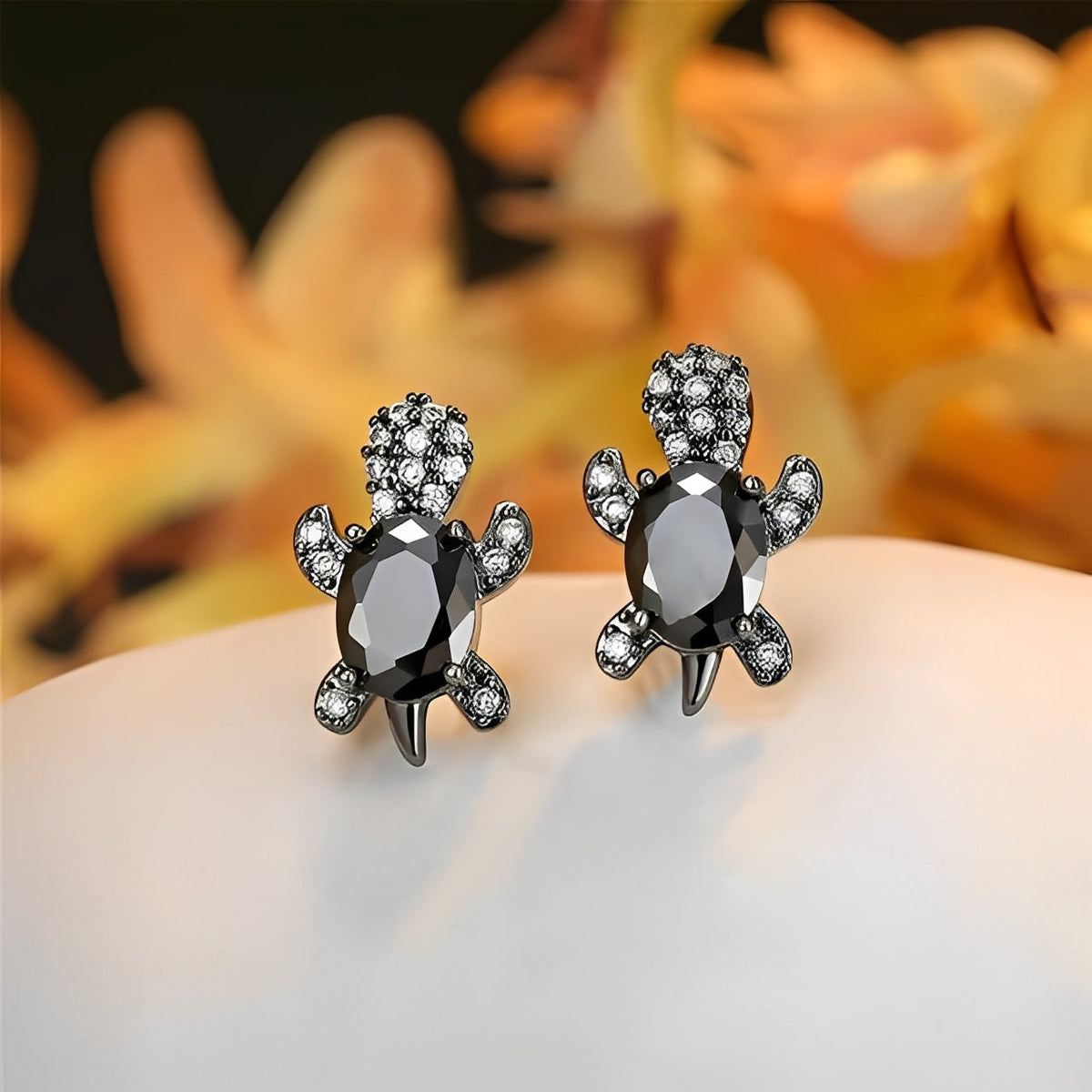 Talia – Pendientes de Tortuga Marina de Plata y Circonitas