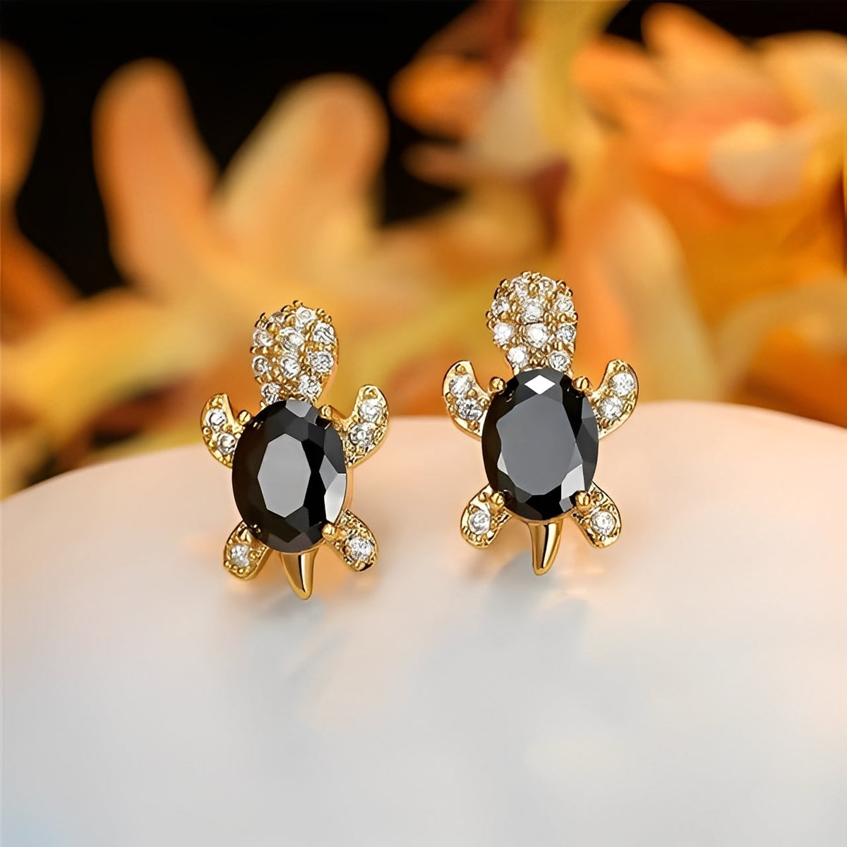 Talia – Pendientes de Tortuga Marina de Plata y Circonitas