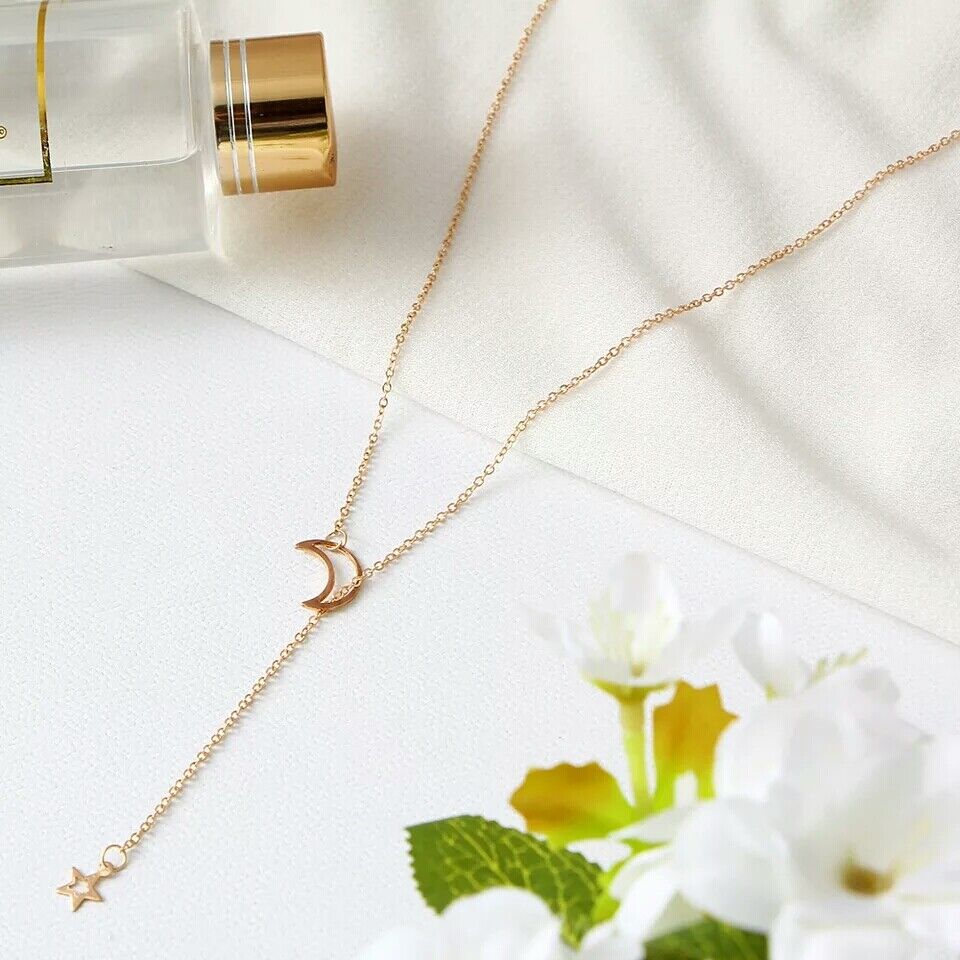 Collar estilo Lariat de luna y estrella