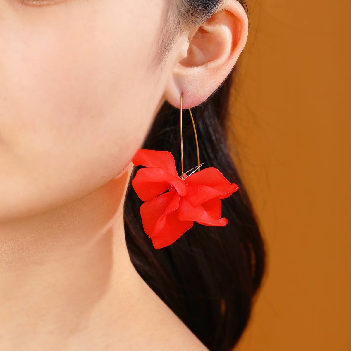 Fariba - Pendientes de aro con flores de primavera