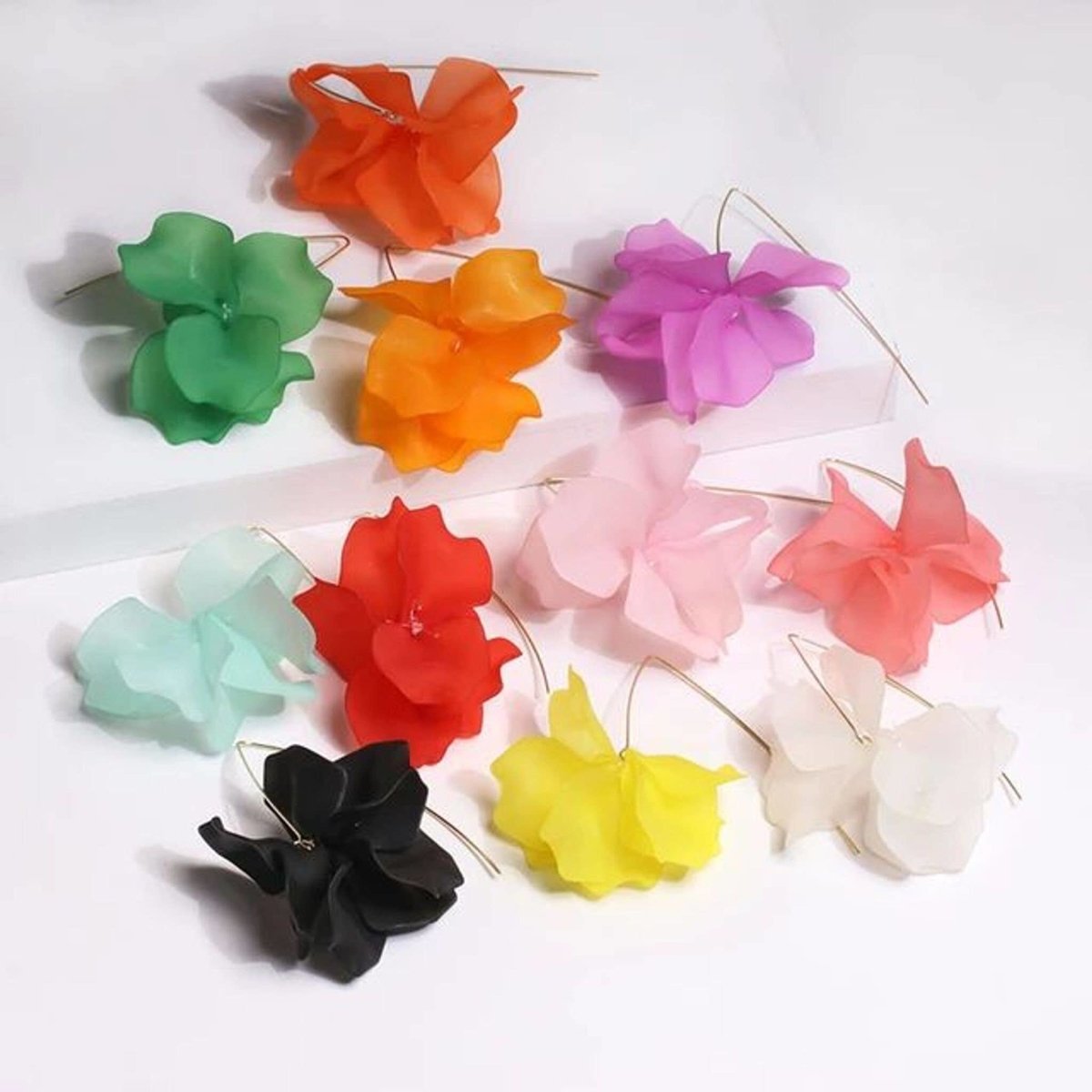 Fariba - Pendientes de aro con flores de primavera
