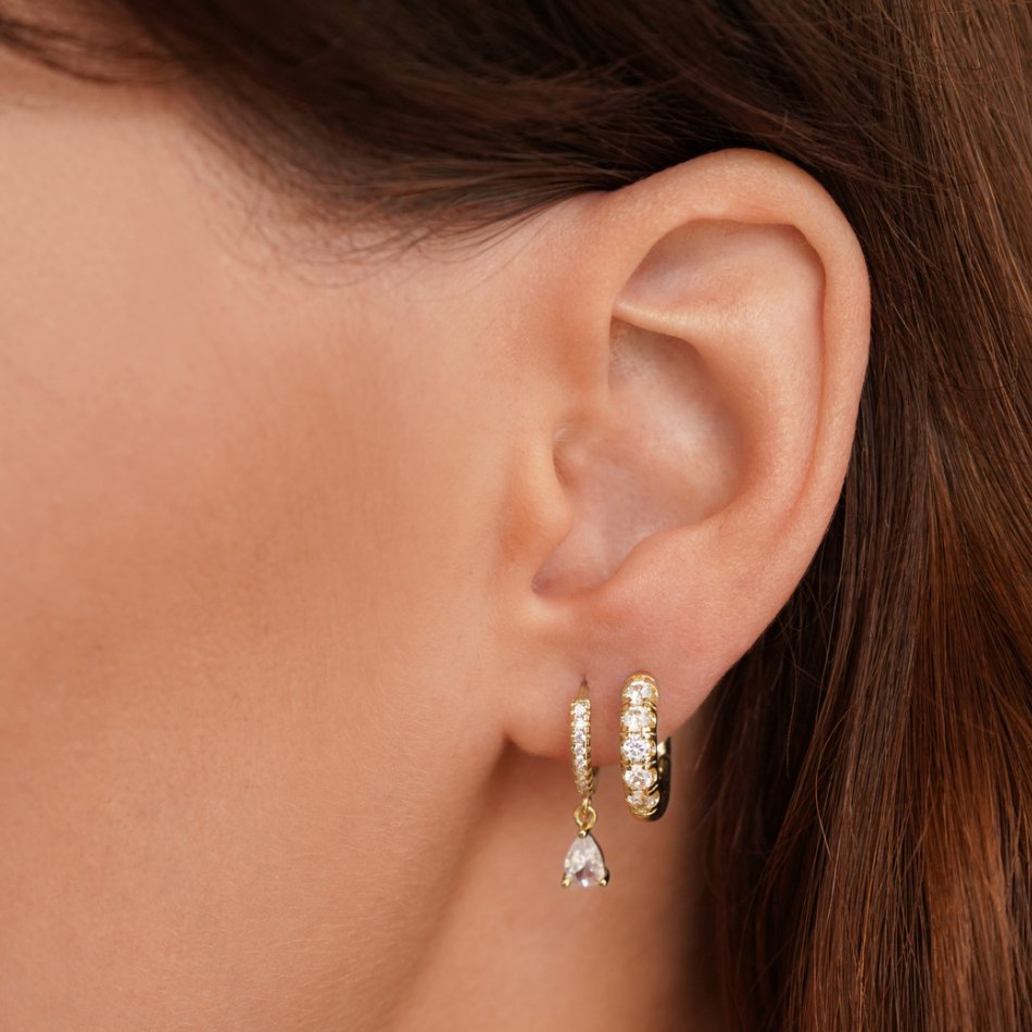 Pendientes de Oro con CZ de Marfil Blanco