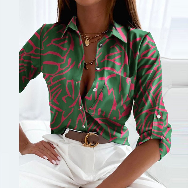 Kharlyn - Blusa elegante con cuello camisero estilo clásico