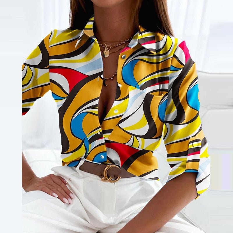 Kharlyn - Blusa elegante con cuello camisero estilo clásico