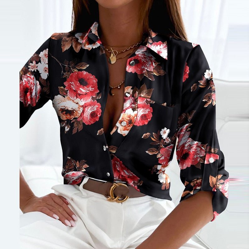 Kharlyn - Blusa elegante con cuello camisero estilo clásico