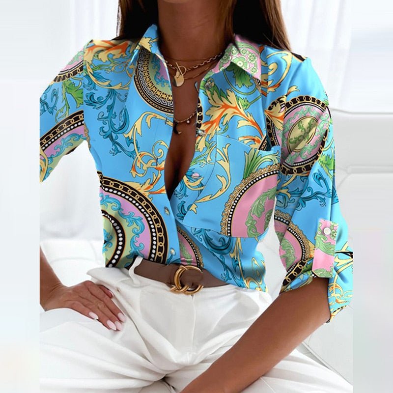 Kharlyn - Blusa elegante con cuello camisero estilo clásico