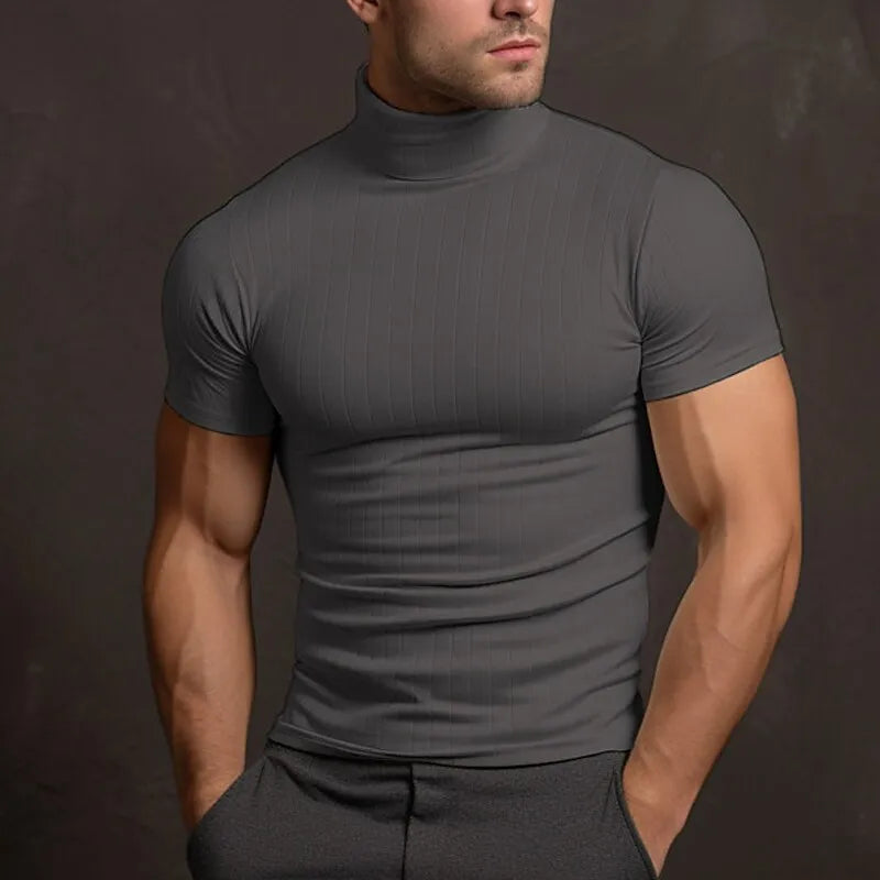 Aljur - La camiseta de cuello alto lisa para hombres